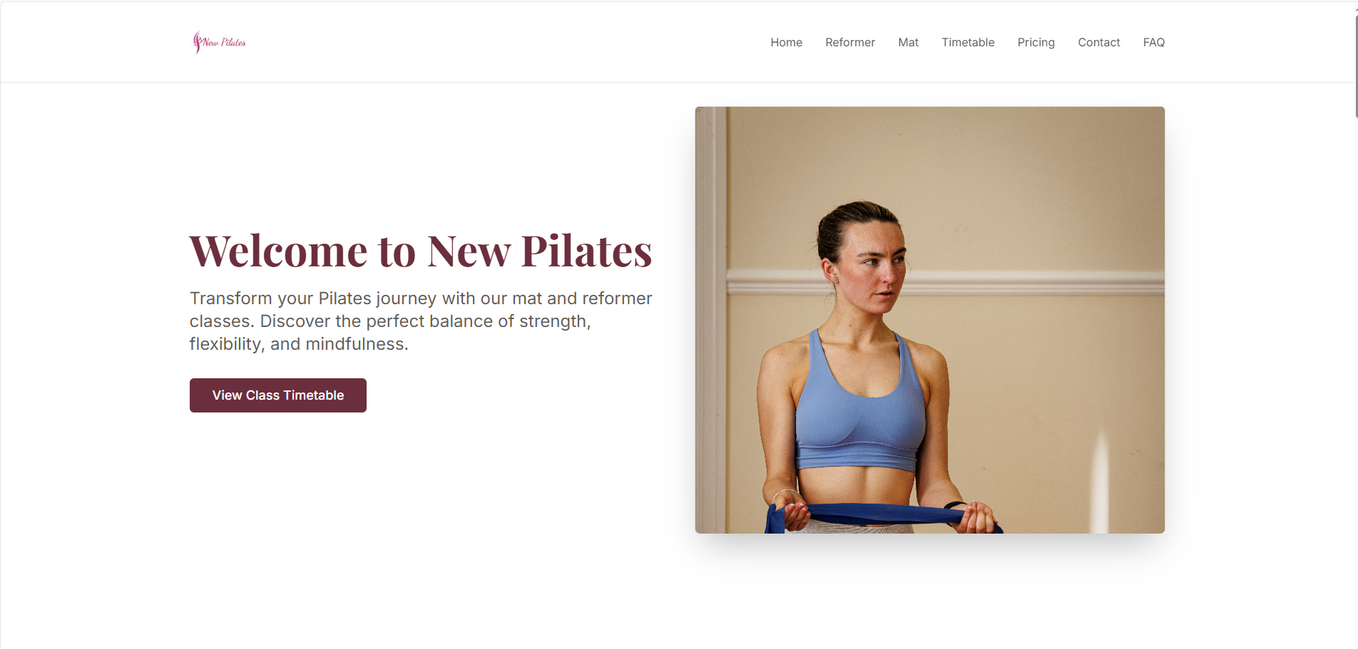 New Pilates website preview